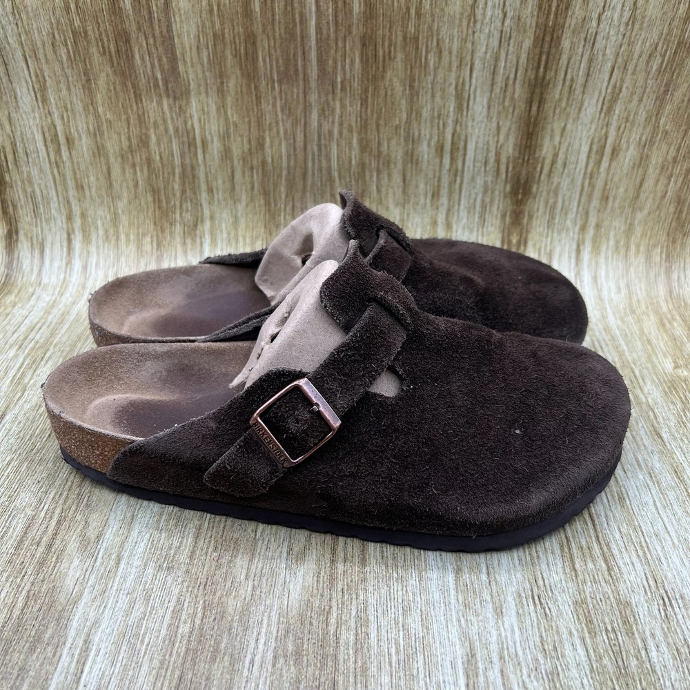 Birkenstock Boston Clogs Men's Size 12 Brown Suede Adjustable Buckle Shoes